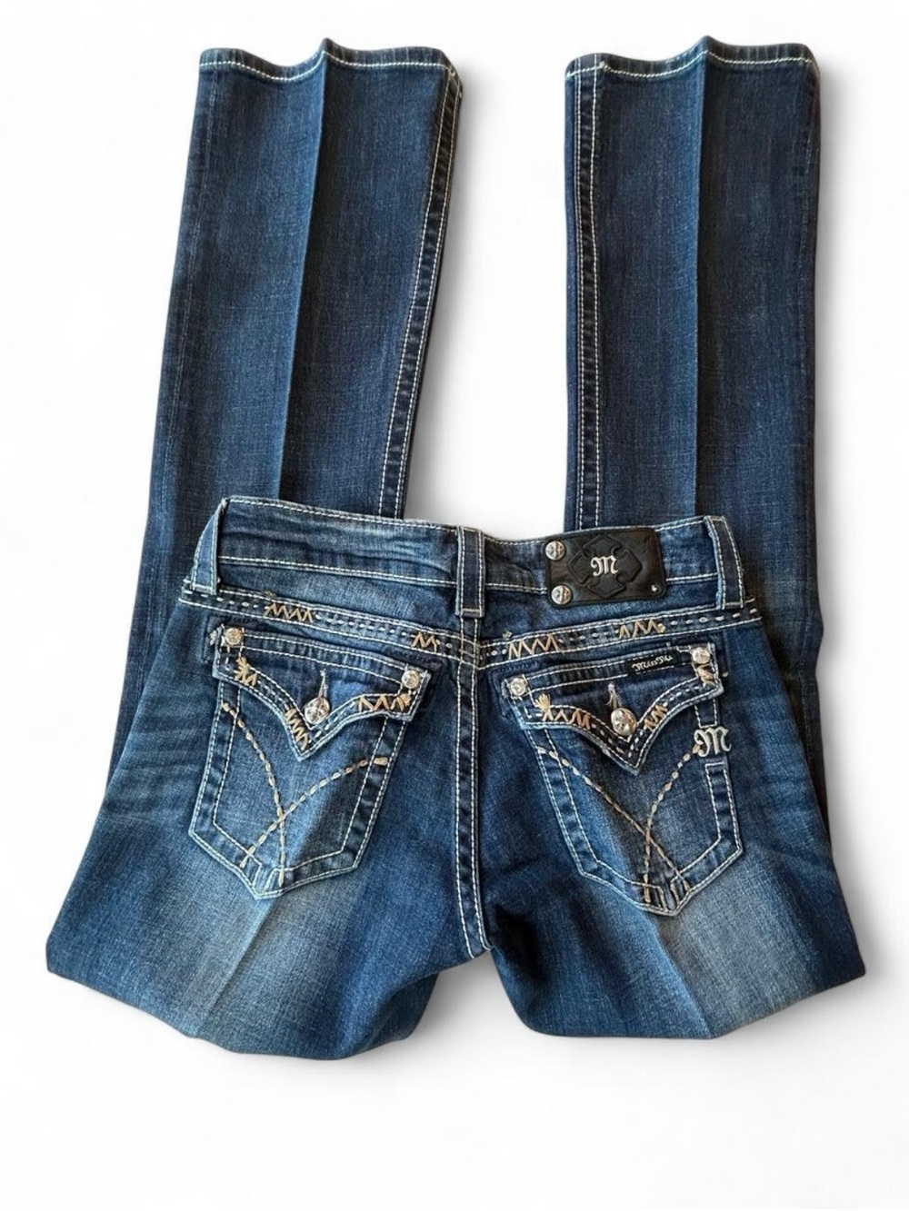 Miss Me Women's Low-Rise Austin Wash Bootcut Jeans Size 27 Bling Y2K Retro